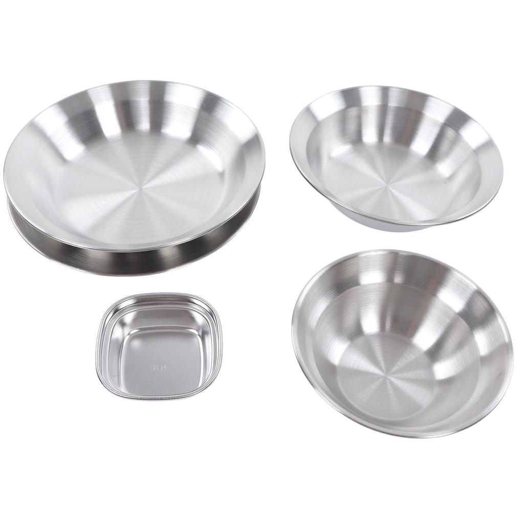 12pcs Tableware Set Barbecue Large and Small Bowls Camping Deep and Shallow Plate with Fruit Knife