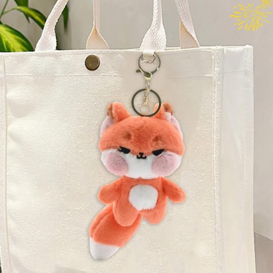 Plüsch Fuchs mit rosa Wangen Schlüsselanhänger Stofftier Puppe Schlüsselringhalter