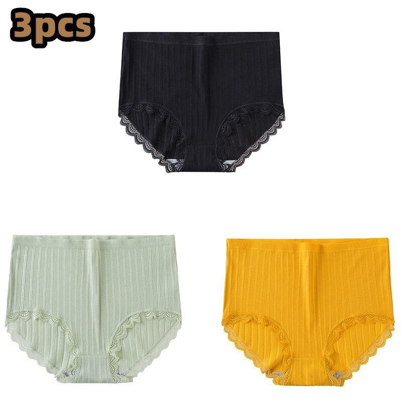 3 Pcs/lot Women's Underpants Soft Cotton Panties Girls High Waist Briefs Striped Panty Sexy Female Underwear Big Size M-XXL