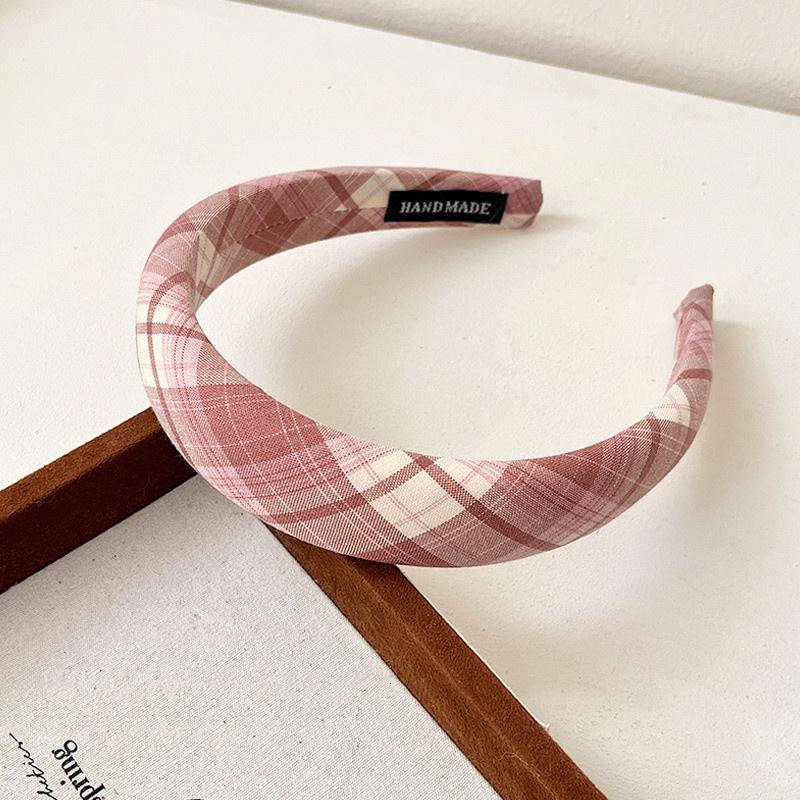 3СМ Стильная весенне-летняя розовато-голубая клетчатая повязка на голову с поролоновой подкладкой для женских и девичьих аксессуаров для волос
