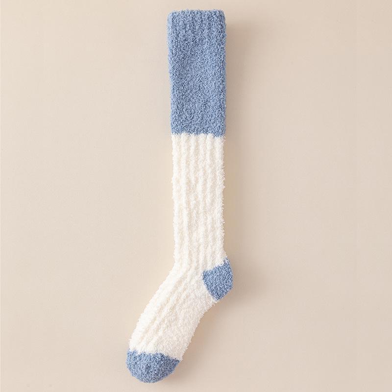Women's Coral Fleece Plush Long Socks: Thick, Warm Sleeping Socks for Autumn & Winter