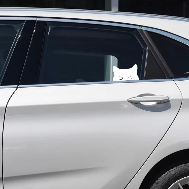 1 piece Hot Car Sticker Accessories Poor Cat Is Stealing with Big Eyes Watch Vinyl Car Styling Cover Waterproof PVC 15X9CM