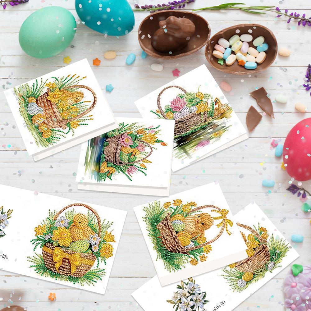 6pcs Easter Diamond Painting Greeting Cards DIY Diamond Painting Gift Card Diamond Art Greeting Cards Arts Crafts for Easter
