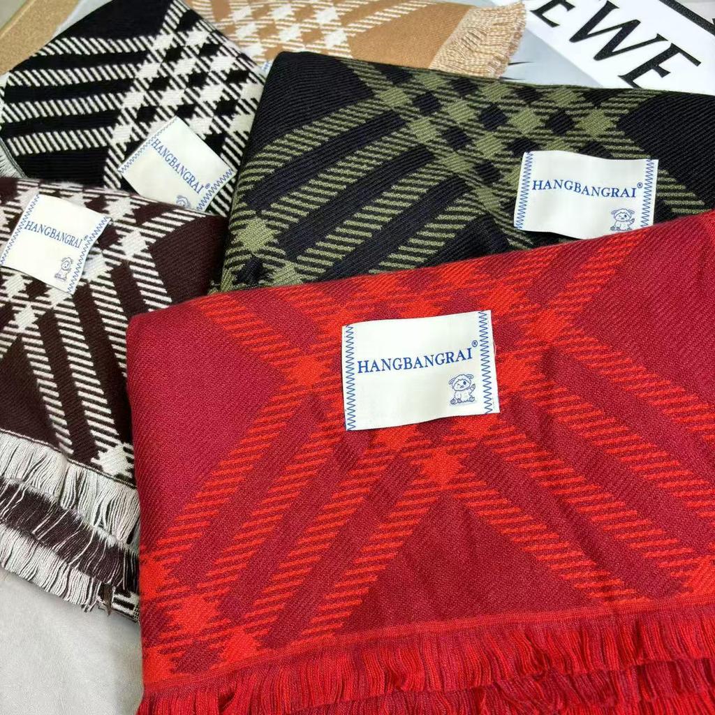 Women's Winter Retro Double-Sided Striped Imitation Cashmere Scarf and Shawl