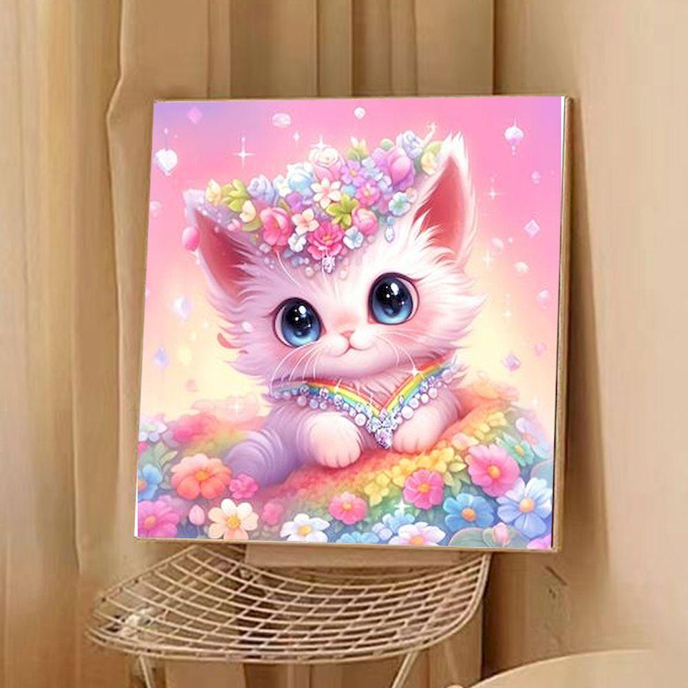 CHENISTORY Diamond Painting 5D DIY Cat Diamond Embroidery Full Drill Round Animal Mosaic Picture Rhinestones Wall Art Decortion