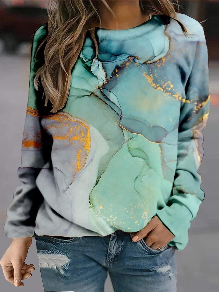 

Casual Round Collar Long Sleeve Loose Pullover Digitally Printed Womens Sweatshirt Trendy Design Comfortable Fit for Daily & Casual Outfits XXXL