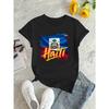 T-shirt Casual da Donna con Stampa Lettere Bandiera Haiti Taglia Europea - Misto Poliestere Lavorato a Maglia, Girocollo, Manica Corta, Tessuto Elasticizzato, Top Versatile per Ogni Stagione