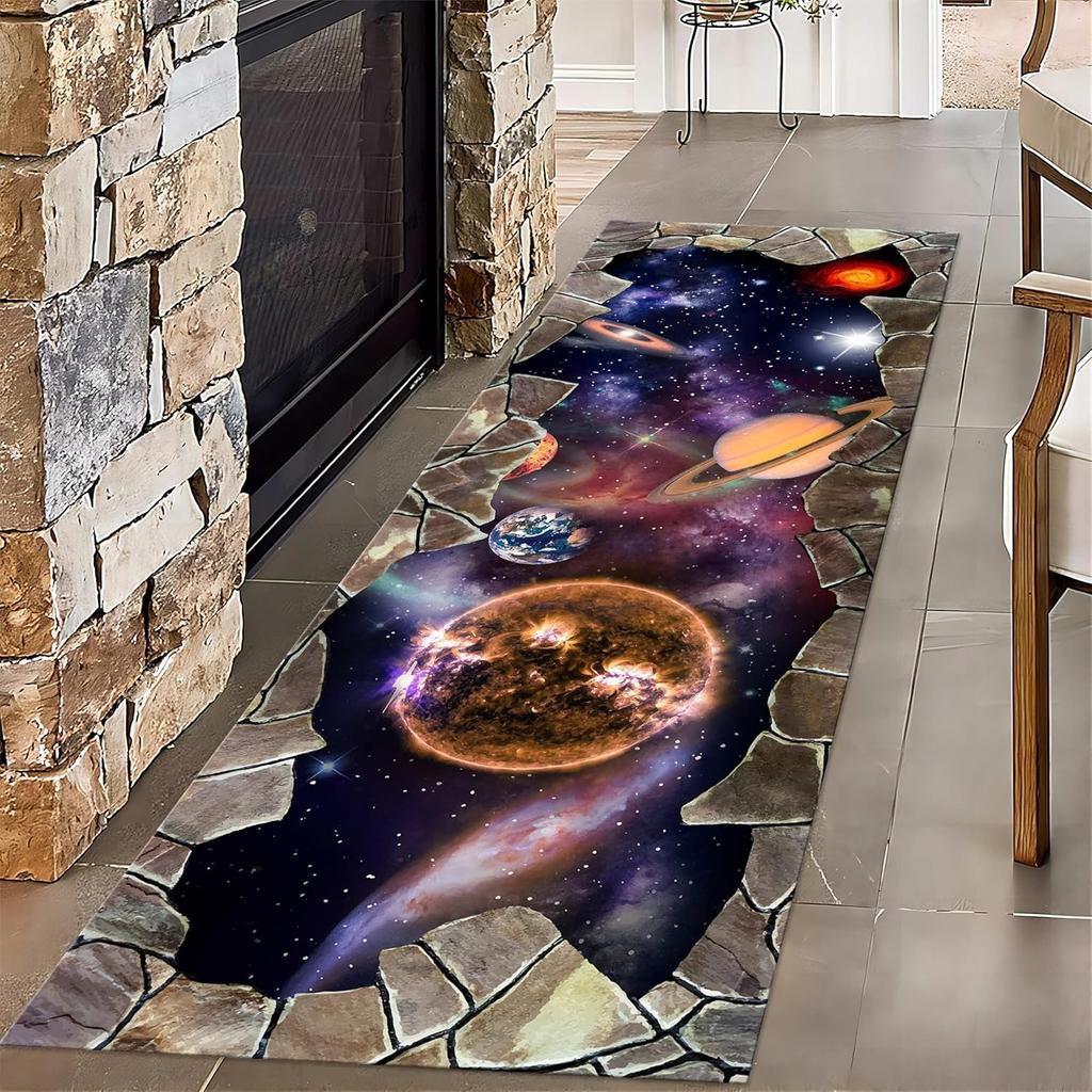 Pond Koi Throw Carpet Runner for Entrance, Summer Lotus Leaf Lotus Water Ripple Indoor Rug, Anti-Slip Absorbent Mat for Hallway