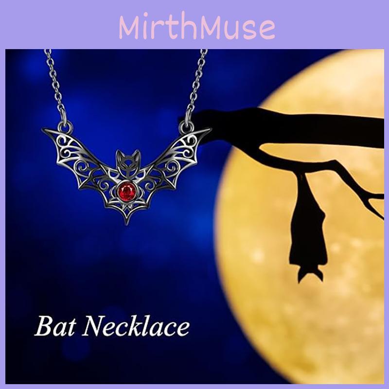 Gotische Fledermaus Anhänger Halskette Mit Faux Rubin Ausschnitten Und Legierungsmaterial Für Halloween Kostümzubehör