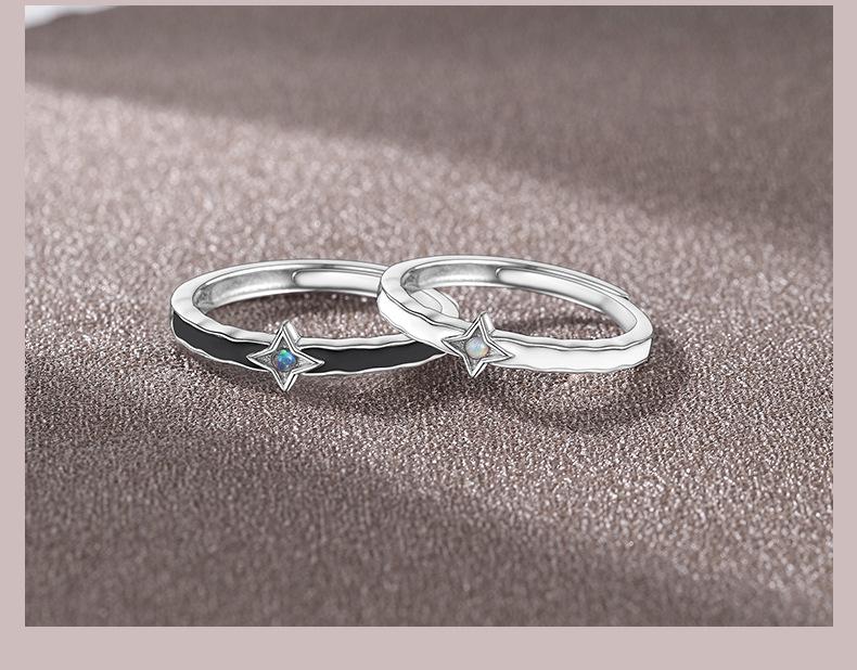 Hochwertige koreanische Little Star Wish Partnerringe aus 999 Sterlingsilber