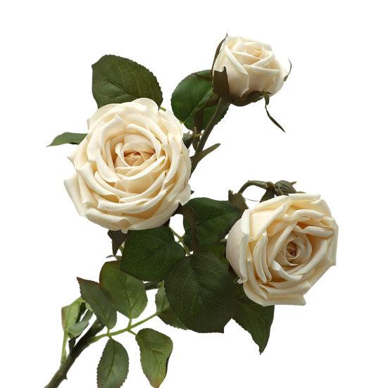 3 Stems Artificial Flowers Bouquet with 2 Heads Blooms And 1 Bud Real Touch Rose Flower Branch for Wedding Home Office Table Decor