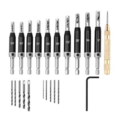 Self Centering Drill Bit Set Includes Hex Key & Spare Bits Comprehensive Drill Bit Assortment for Cabinet & Door Hinges