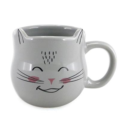 [A1146] - Ceramic Mug 'Cats' Gray - 8x8 Cm