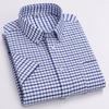 Men Oxford Short Sleeve Summer Plaid Shirts 100% Cotton Breathable  Striped Male Clothes Business Regular Fit Short Shirts