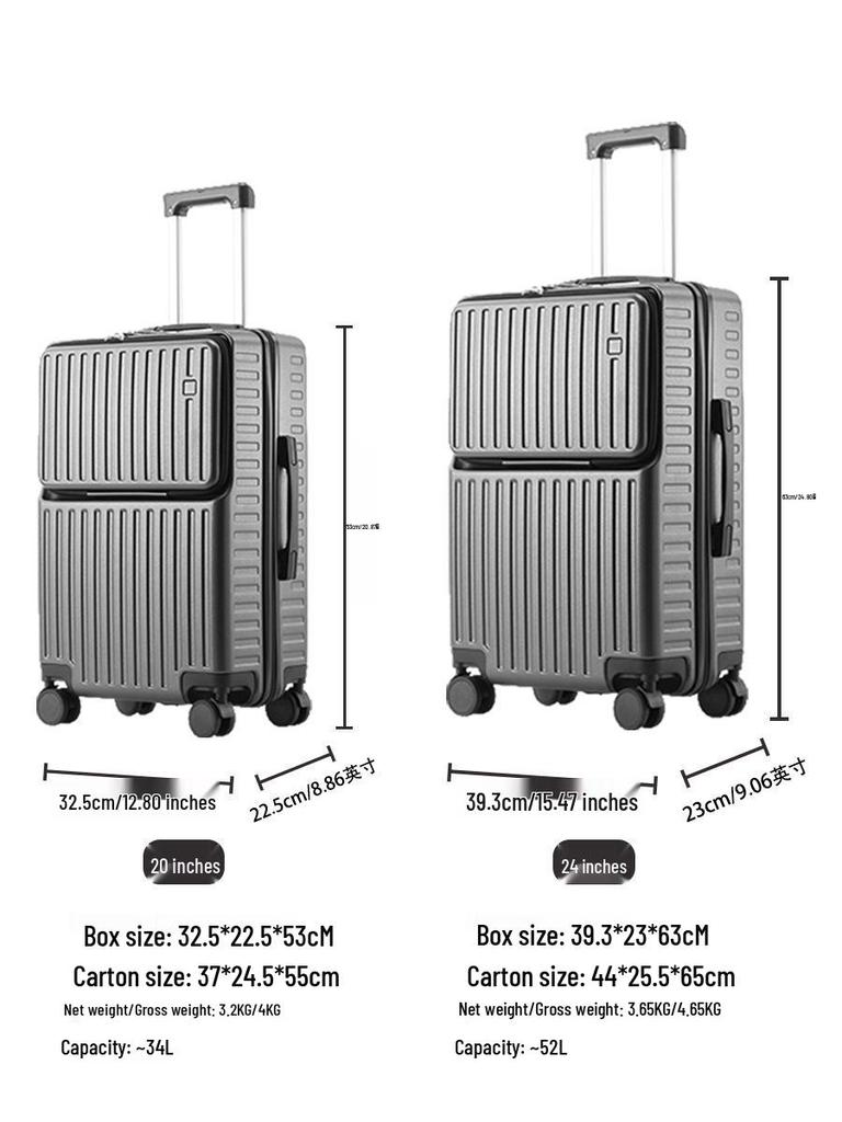 20-Inch Carry-On Luggage: Large Capacity Travel Suitcase for Students, 24-Inch Leather Trolley Available