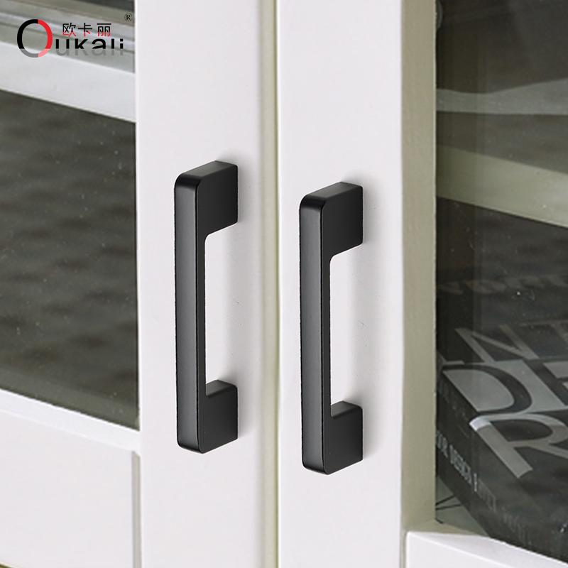 128mm Home Hotel Italian Aluminium Alloy Black Color Furniture Handles Drawer Kitchen Cabinet Bookcase Hardware Cabinet Pulls