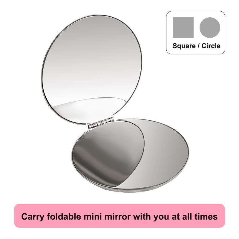 1pc Ins Style Portable Women's Stainless Steel Pocket Handheld Makeup Mirror, Double-sided, Shatterproof, Mini Makeup Mirror