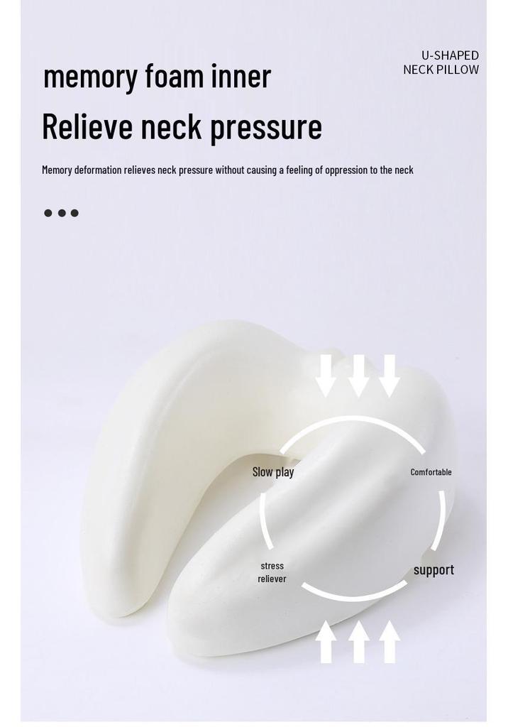 U-Shaped Memory Foam Travel Pillow with Foldable Neck Support, Breathable Design, and Optional Logo Printing.