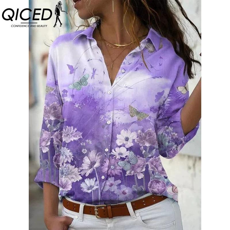 QICED 38 Color Women's Fashion Casual Long Sleeve POLO Neck Blouses & Shirts