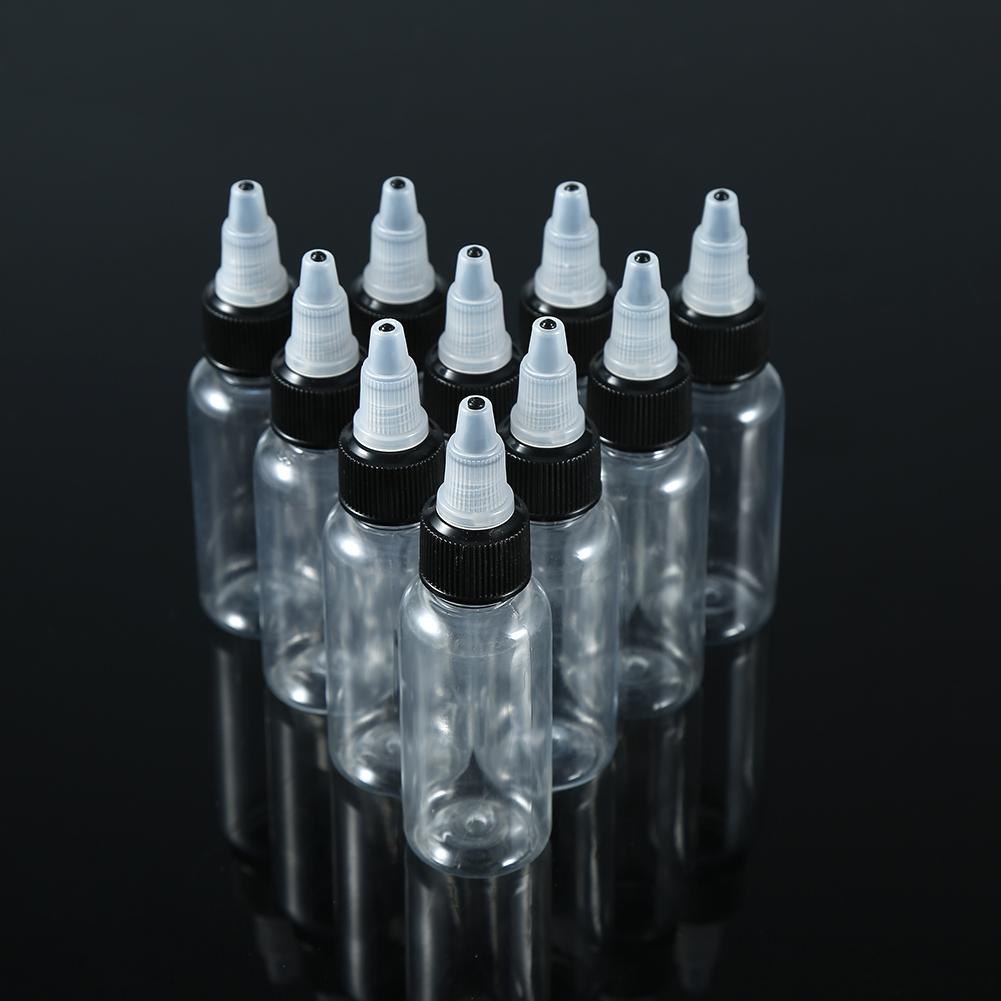 

30 мл Прозрачные пластиковые флаконы с закручивающейся крышкой для пигментов чернил Инструменты для татуировки Аксессуары (10 шт)