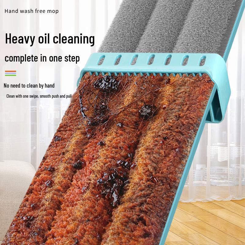 Hands-Free Rotatable Flat Mop for Dry & Wet Use with Absorbent, Enlarged Head