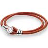 Multicolor Double Leather With Logo Button Clasp 925 Sterling Silver Bracelet Fit Fashion Original Bangle Bead Charm Diy Jewelry