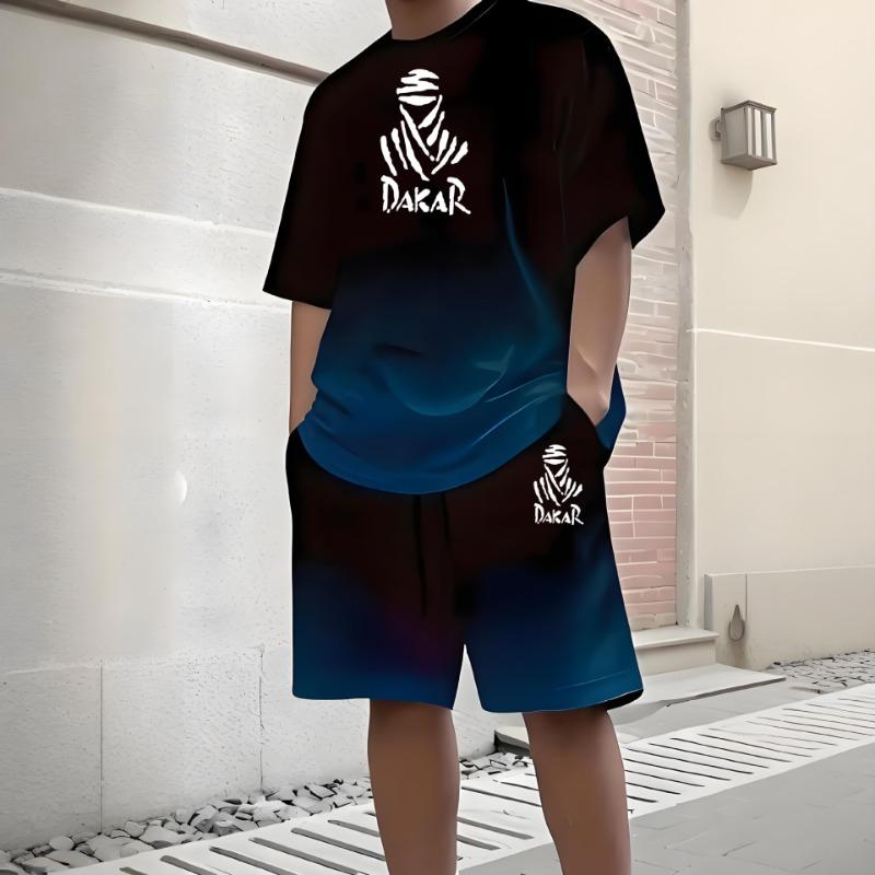 

Мужской спортивный фитнес-комплект для 3D-печати, костюм для бега, повседневная футболка + шорты, дышащая одежда для пробежек, спортивный костюм с принтом S