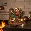 Holiday Tabletop Decorations 2D Flat Wooden Christmas Sign, Reading Gnome Nutcracker Snowman Santa Claus Ornaments Gingerbread Man Figurine,