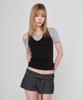 5OML V-Neck Halterneck Layered Short Sleeve Melange Gray