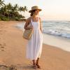 Fashionable Wide Brim Straw Hat Handwoven Straw Breathable Sunscreen Hat Flat Top Beach Sun Hat Women Summer