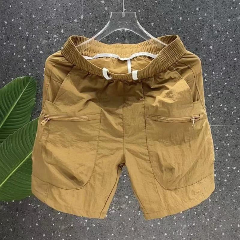

Japanese Boyfriend Comfortable Summer New Patchwork Elasticized Drawstring Pocket Zipper Fashion Solid Loose Casual Shorts L коричневий