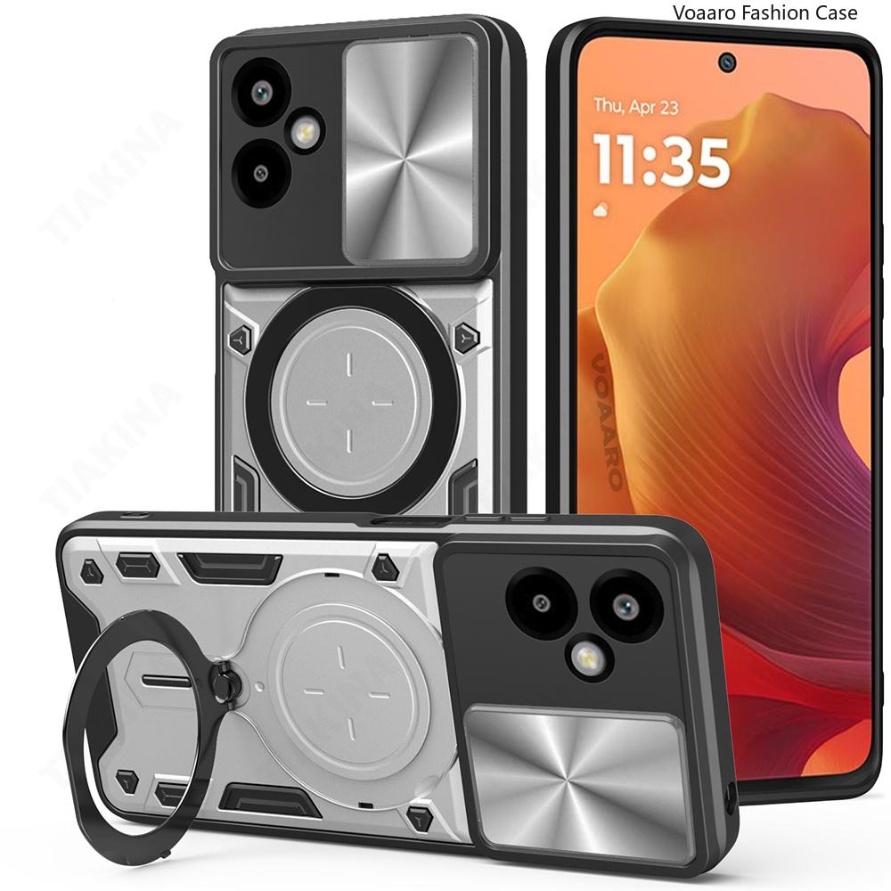 Slide Lens Armor Funda for Samsung Galaxy F06 5G Case for Samsung Galaxy M06 5G A06 4G A05 Case Magnetic Ring Stand Holder Cover