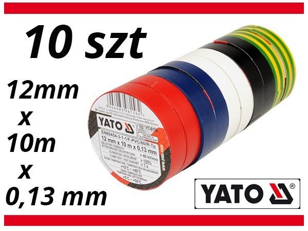 Insulating tapes 12mmx10mx0.13mm mix color, set of 10 pcs YT-8156 YATO