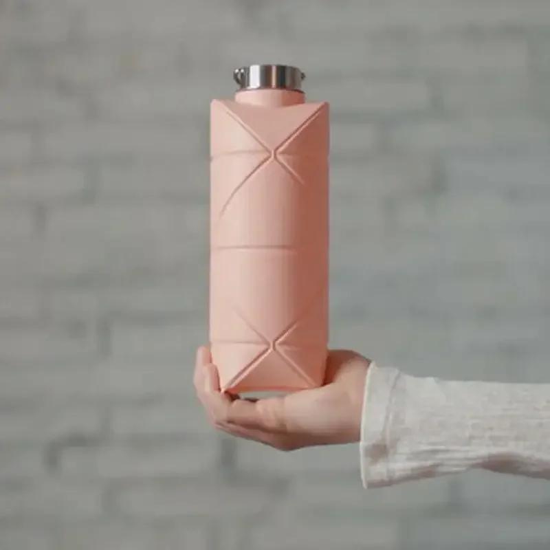 1Pc 600ml Foldable Space-saving Portable Reusable Silicone Sport Water Bottle Bag Bicycle Camping Portable Waterbottles