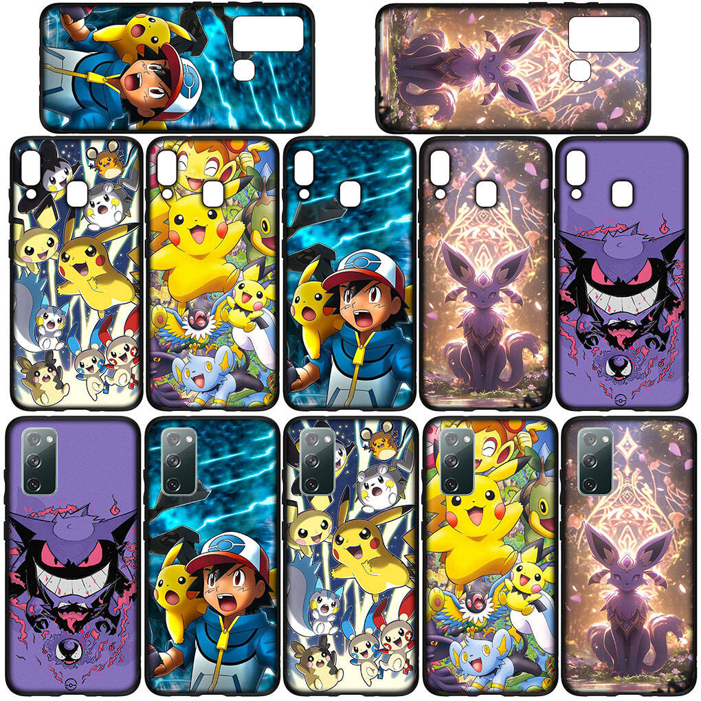 Phone Case for Samsung Galaxy S25 S23 S22 S24 Ultra FE Plus S9 A05 A06 A15 A16 A36 A37 A35 A54 A55 A56 A57 A25 A53 A17 Poster Pokemon GO Pikachu Cover