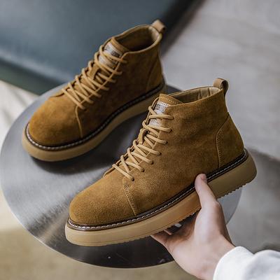 British Style Men New Genuine Leather Boots Casual Antiskid Outdoor Oxfords Shoes Vintage Classcis Round Toe Boots Lace-up Boots