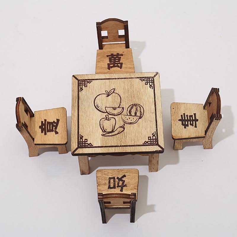 

1 комплект аксессуаров для кукольного домика, мини-кухня, деревянный стол и стул, модель для кукольного домика, кухонная мебель для столовой, декор