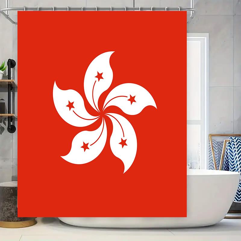 

Retro Style Bath Shower Curtain Floral Design with Red Background, Perfect for Home Decor 90x180cm