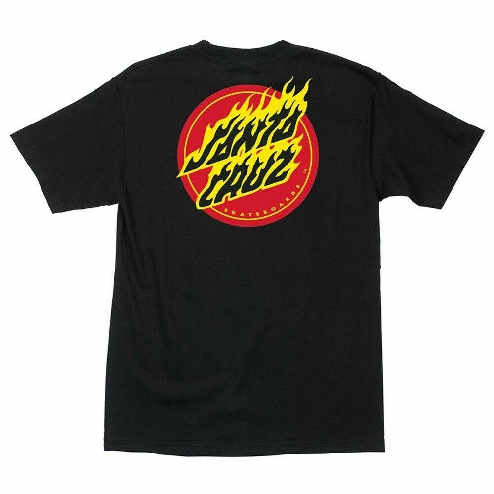 Santa Cruz FLAMING DOT Skateboard T Shirt BLACK XXL