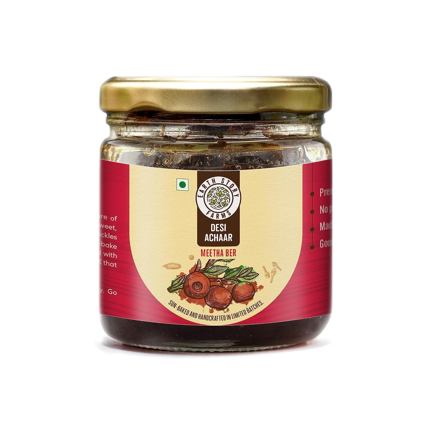 Earth Story Farms Meetha Ber Pickle | No Preservatives | Sweet Jujube Pickle| Premium Ingredients | Testy Kul Pickle | Meetha Ber Ka Achar