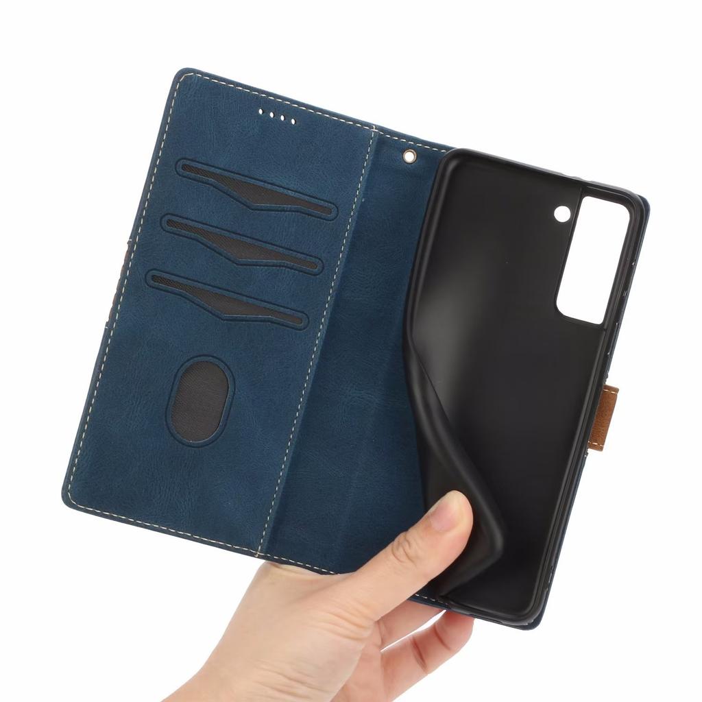 Suitable for Samsung S22 mobile phone leather case Note20 retro splicing mesh matte card wallet foreign trade leather case