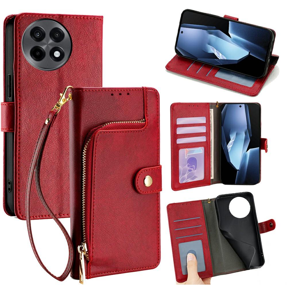 For OnePlus Ace 5 Pro 5G/Ace 5 5G Case Zipper Pocket PU Leather Wallet Flip Phone Cover