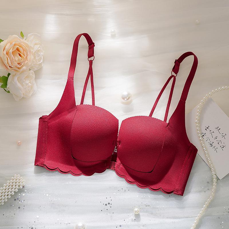 Front Buckle Beautiful Back Underwear Women's Small Breasts Show Large Gathering Anti-sagging No Steel Ring Sexy Non-marking Pull Adjustment Bra Cover