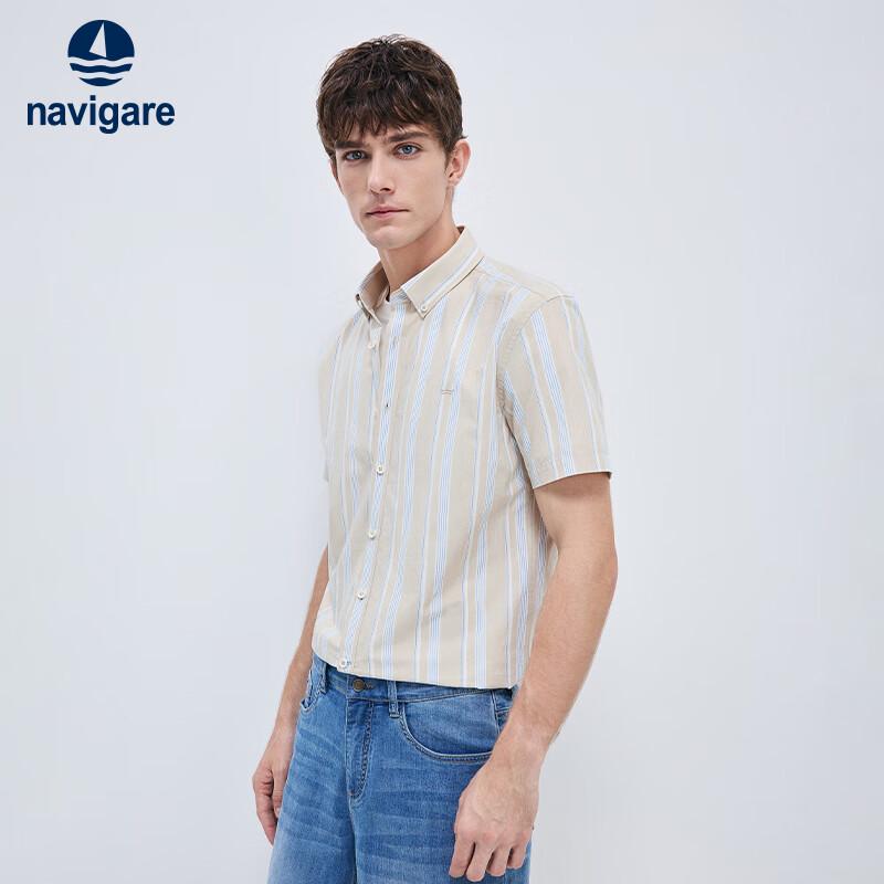 

Navigare Men s Cotton Striped Short Sleeve Shirt XL/52