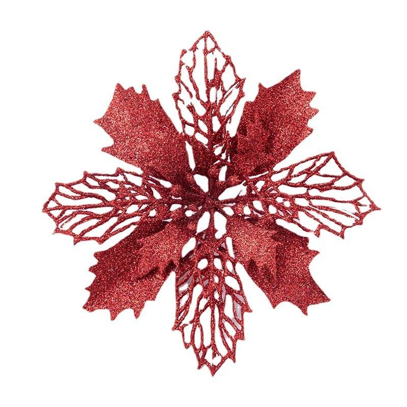 Beautiful Double Layer Shimmering Red Faux Flower Wreath For Christmas Tree Decoration Available In Rich Gold Silver And Festive Color Variations