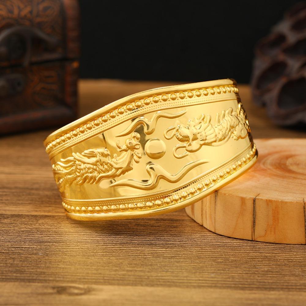 Vintage Golden Wide Bracelet Ethnic Bohemian Bangles  The Water-Sprinkling Festival