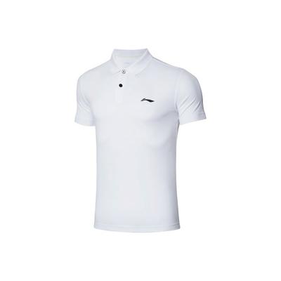 Li Ning Série de Treino Esportivo Respirável Polo de Manga Curta Masculino Polos Branco APLR005-2