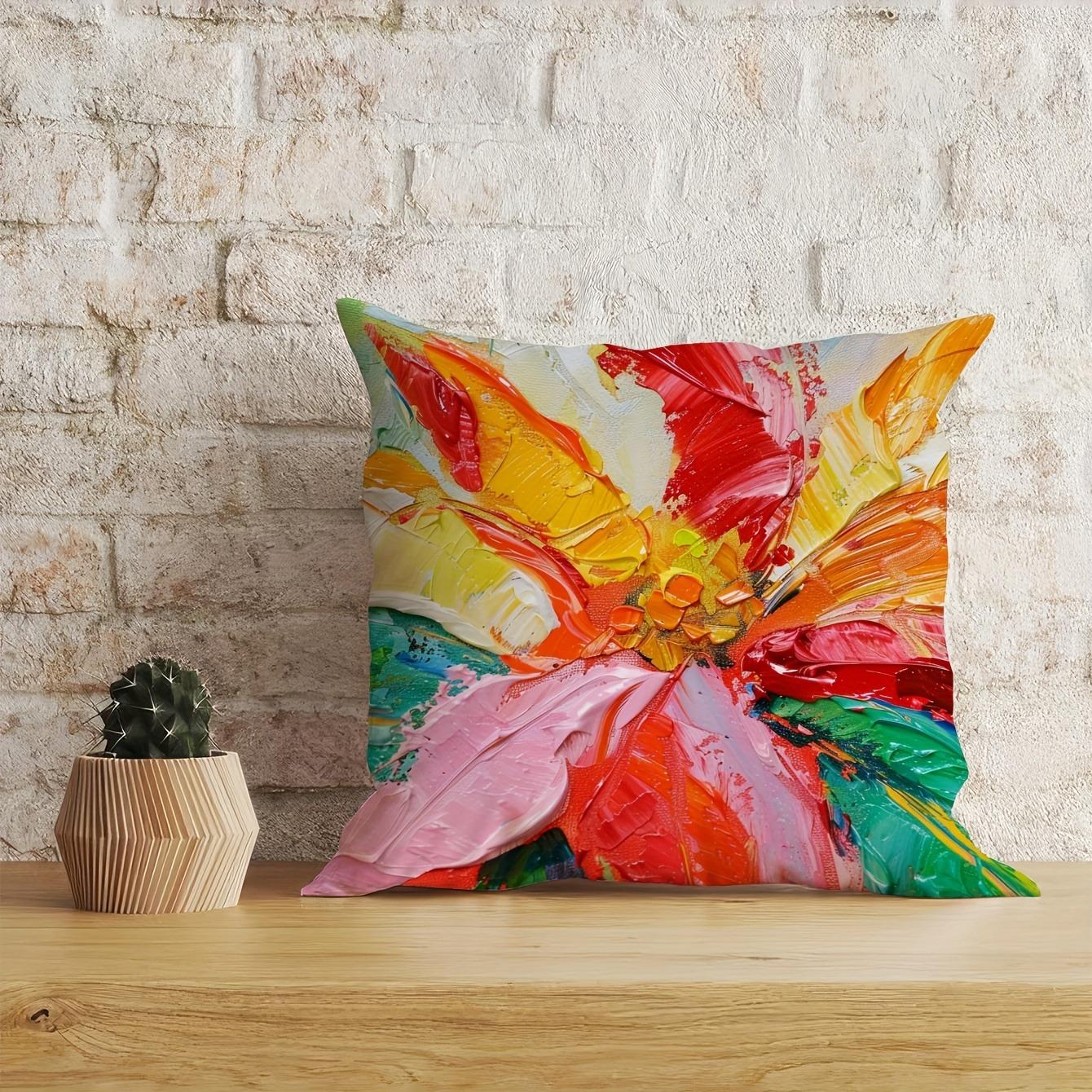 

Искусство Абстрактный Цвет Цветочный Принт Домашний Декор Наволочка Спальня Гостиная Диван Украшение Полиэстер Наволочка на Подушку с Молнией 16x16Inch