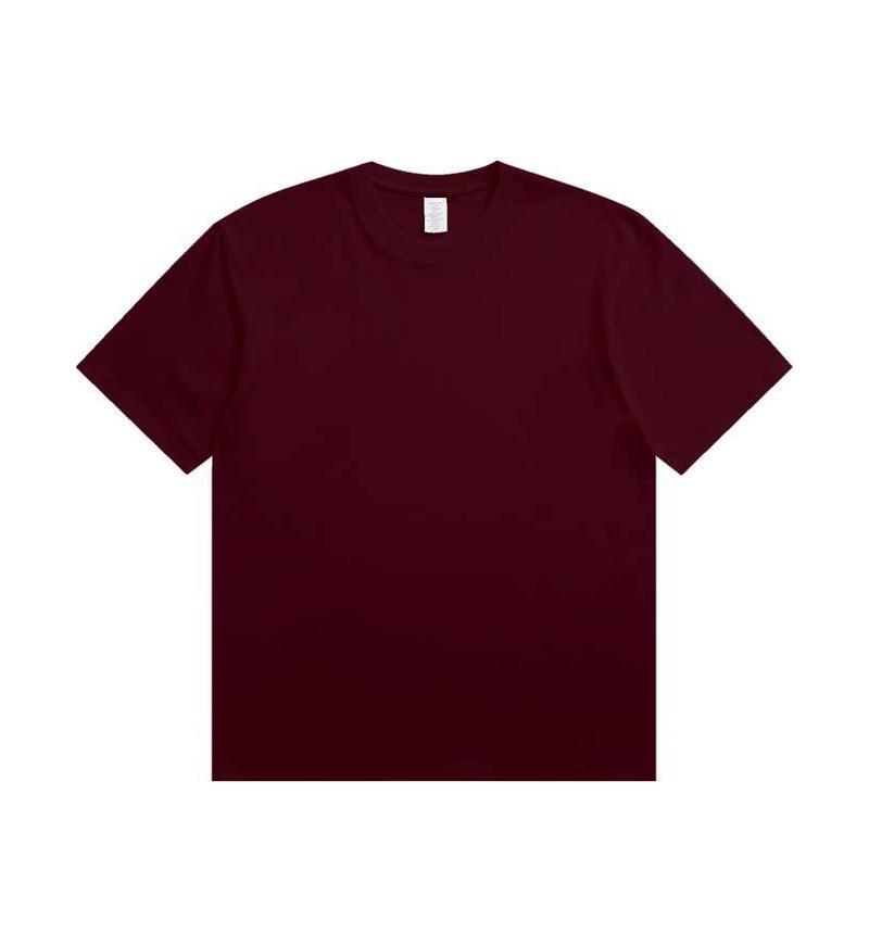 Men's Trendy Round Neck 230g Heavyweight Cotton Short-Sleeve T-Shirt - Loose Fit, Solid Color