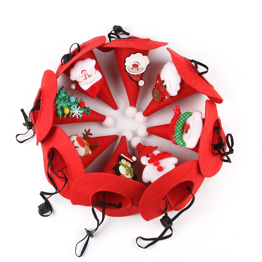 Pet Christmas Hat Three-dimensional Pointed Hat Decorative Hat Plush Cartoon Doll Christmas Pointed Hat Cat Headdress